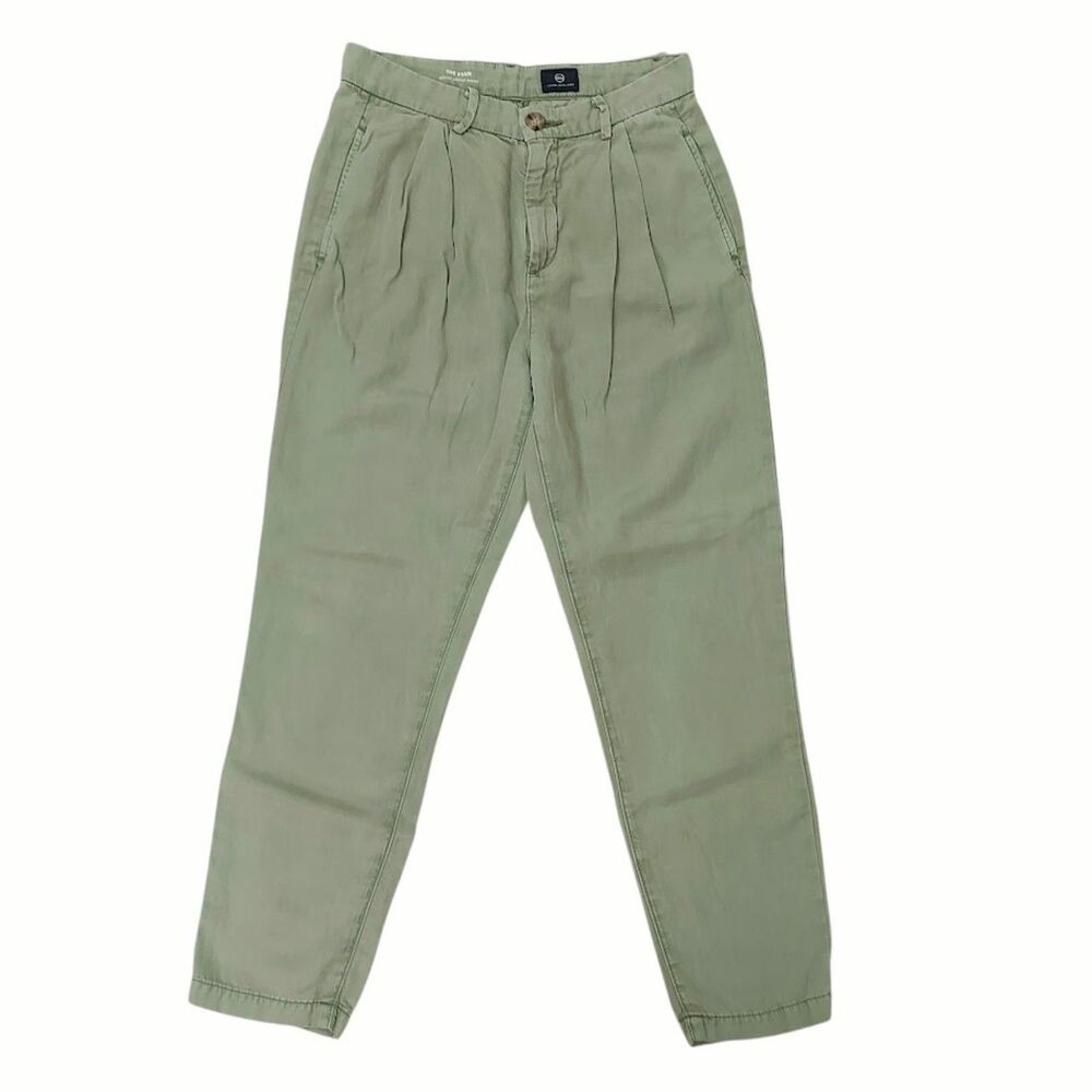 Adriano Goldchmied  Linen Blend Pants Womens 25 Green The Evan Relaxed Pleated